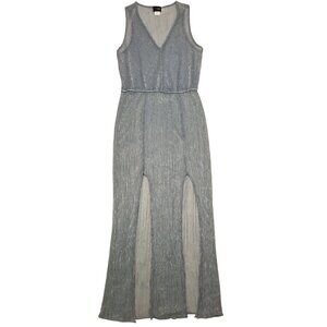 NWT Cover Me Sparkly Blue/Silver Long Sheer Sarong Cover Up Maxi Dress Large